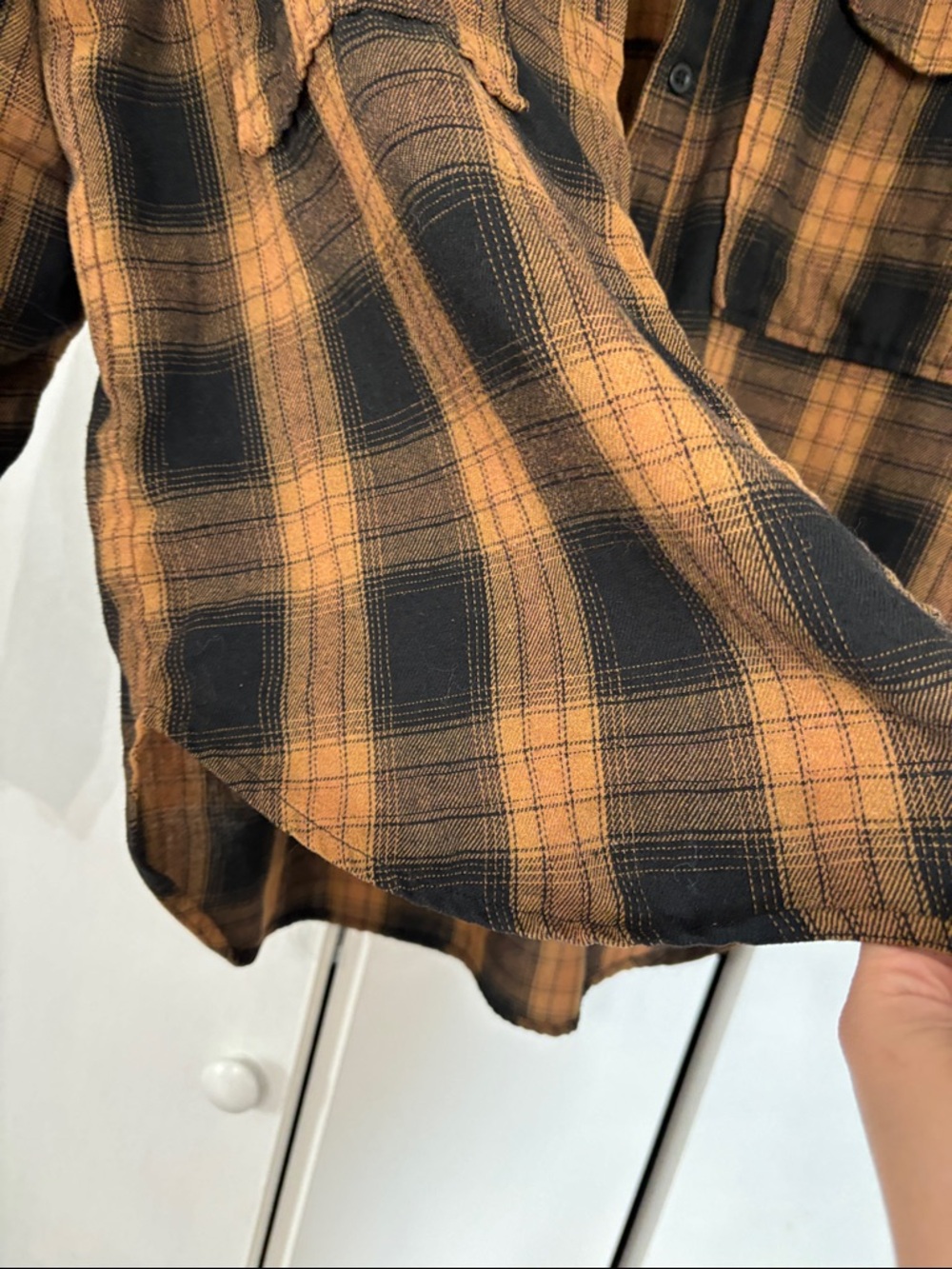 12th tribe Yellow and Black Plaid Button-Up flannel Shirt - Picture 3 of 3